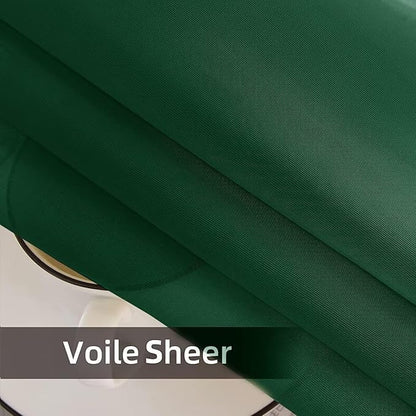 SpaceDresser Waterproof Outdoor Sheer Curtains for Patio - 2 Panels Rod Pocket Indoor Voile Sheer Curtain for Living Room,100W x 84L inch, Foliage Green