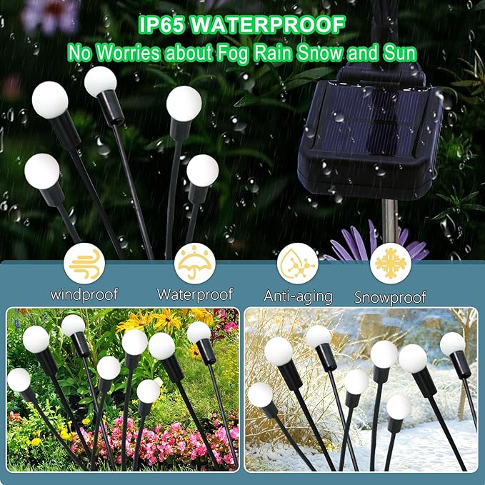 Kohlrabi Solar Garden Lights Outdoor, 10 Pack 80 LED Solar Firefly Lights Waterproof, Sway by Wind, Swaying Light for Yard Patio Backyard Garden Planter Flower Bed Pathway Decoration