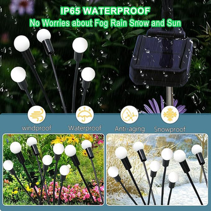 Solar St Patricks Day Lights Outdoor, 6 Pack 60 LED Solar Green Firefly Lights Waterproof, Sway by Wind, Swaying Light for Yard Patio Backyard Garden Planter Flower Bed Pathway Outdoor Decoration