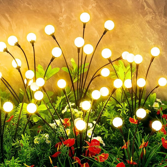Solar Lights Outdoor Waterproof,6 Packs 48LED, Garden Decor, Patio Decor, Firefly Lights Solar Outdoor, Unique Gifts for Women