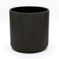 Amazon Basics Fluted Ceramic Round Planter with Drainage Hole, Indoor Outdoor Flower Pot, 8-inch, Black