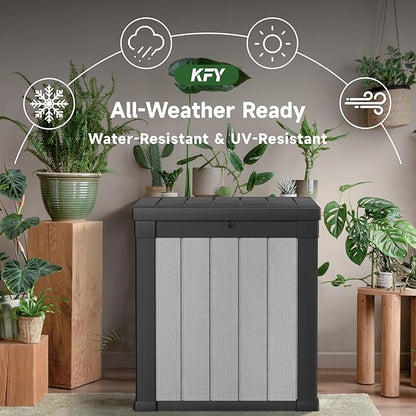 50 gallon deck box,All-weather resin material outdoorstorage box easy to install and portable,Suitable for indoor and outdoor scenes (black and white)