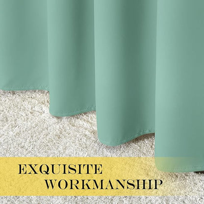 NICETOWN Aqua Blue Blackout Curtains for Bedroom/Living Room 132 Inch Length - Thermal Insulated Room Darkening Grommet Top Window Curtains (100 by 132 - Inch, 1 Panel)
