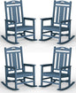 Ciokea Oversized Outdoor Rocking Chairs Set of 4, 380lbs Heavy-Duty Large Patio Rocker, High Back Cozy Porch Chairs, Weather Resistant Patio Rocking Chairs for Outside, Fire Pit, Deck, Slate Blue