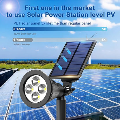 Solar Lights Outdoor Waterproof IP65,6500K Super Bright LED,2 Lighting Modes, Solar Powered Yard Garden Solar Spot Lights for Flag Landscape Auto On/Off-1 Pack
