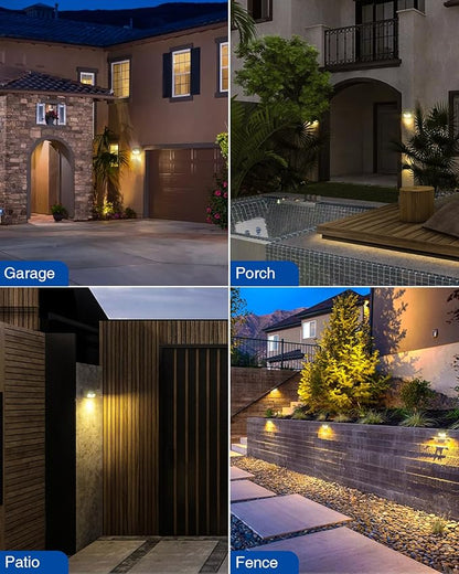 Peasur Solar Lights Outdoor Waterproof [6 Pack/140LED], Warm White Motion Sensor Lights Dusk to Dawn, 3 Modes Solar Fence Security Lighting for Wall Garden Yard Stair Outside