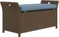 Outsunny 29 Gallon Patio Wicker Storage Bench, Outdoor PE Rattan Patio Furniture, 2-in-1 Large Capacity Rectangle Garden Storage Box with Handles and Cushion, Dark Blue