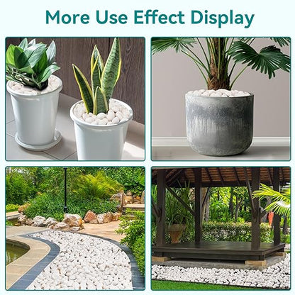 20 lbs White Rocks for Landscaping, 1-2 inch Decorative Rocks for Plants Indoor, Large Polished River Rocks for Garden, Outdoor Landscaping, Walkways, Yard, Plants Pots, Vases, Crafts