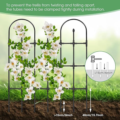 Trellis for Climbing Plants Outdoor,47.2" H Garden Trellis,Rustproof Garden Arch Trellis Cucumber Tomato Support Structure for Raised Bed