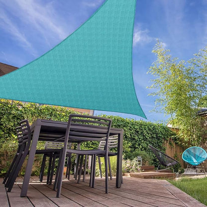 E&K Sunrise 22' x 22' x 22' Sun Shade Sail Triangle Canopy Shade Cover UV Block for Patio Backyard Garden Outdoor (Turquoise)