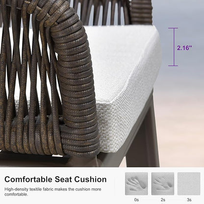 PURPLE LEAF Outdoor 24" Counter Height Bar Stools Chair Set of 2, All Weather Rattan and Aluminum Patio Bar Stool with Cushion for Indoor and Outdoor, Kitchen Island, Coffee