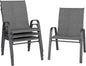 Patio Chairs Set of 4, Stackable Outdoor Dining Chairs for All Weather, Metal Modern Outside Furniture Chair for Pool Side, Garden, Backyard Deck, Dark Grey