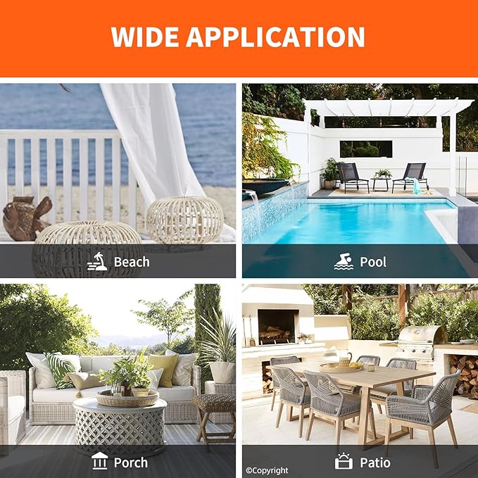 Waterproof Outdoor Curtain W105 x L108 - Grommet Top Sunlight Blocking Window Treatment Drapes Blackout Curtains for Home Bedroom Living Room Outdoor Patio Porch Pergola, Orange, 2 Panels