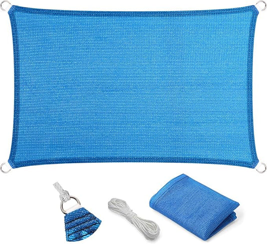 Eden's Decor Straight Flat-Edged Sun Shade Sail Rectangular 4' x 19' Blue UV-Blocking Outdoor Canopy Fabric Cloth Awning for Pergola Patio Garden Backyard Custom Size