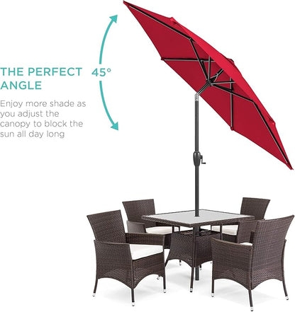 Best Choice Products 7.5ft Heavy-Duty Round Outdoor Market Table Patio Umbrella w/Steel Pole, Push Button Tilt, Easy Crank Lift - Red