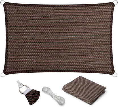 Eden's Decor Straight Flat-Edged Sun Shade Sail Rectangular 14' x 18' Brown UV-Blocking Outdoor Canopy Fabric Cloth Awning for Pergola Patio Garden Backyard Custom Size