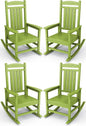 KINGYES HDPE Outdoor Rocking Chair Set of 4, All-Weather Poly Patio Rocking Chairs with 330lbs Support for Adults, Pistachio Green