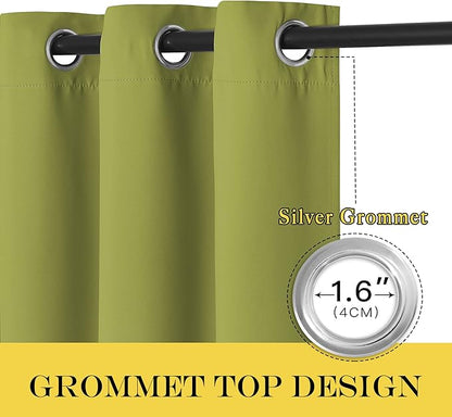 NICETOWN Blackout Window Curtain 90 inch Length - Room Darkening Thermal Insulated Grommet Large Window Treatment Light Blocking for Bedroom/Doorway (Fresh Green, 1 Panel, W52 x L90)