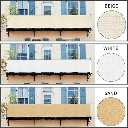 LOVE STORY Balcony Privacy Screen, 2.5'x6' Deck Shield Screen Fence Cover,UV Protection and Weather-Resistant,3 FT Height for Deck, Patio, Backyard, Outdoor Pool, Porch, Railing, White