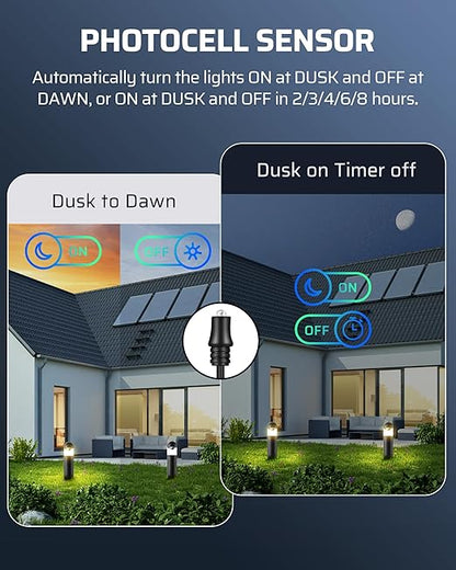 DEWENWILS 200W Low Voltage Landscape Transformer with Photocell Sensor & Timer, 120V AC to 12V/14V AC, Weatherproof Outdoor Landscape Lighting Transformer for Garden Lights, Spotlights, Steplights
