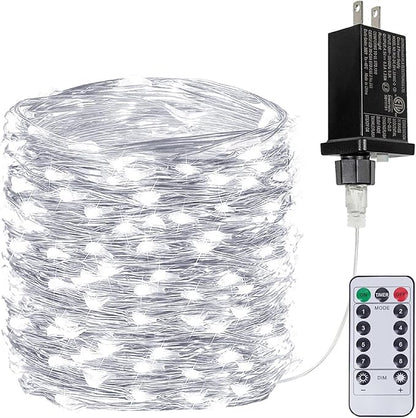 66Ft 200LED Fairy Lights Plug in with Remote, Waterproof String Lights Outdoor & Indoor 8 Modes with Timer, LED Twinkle Lights for Girl's Room Garden Patio Halloween Christmas Decorations (Cool White)
