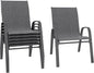 Betterhood Patio Chairs Set of 6, Stackable Outdoor Dining Chairs Set with Breathable Seat Fabric, All-Weather Powder-Coated Metal Frame for Deck, Pool Side and Backyard, 350LBS Capacity
