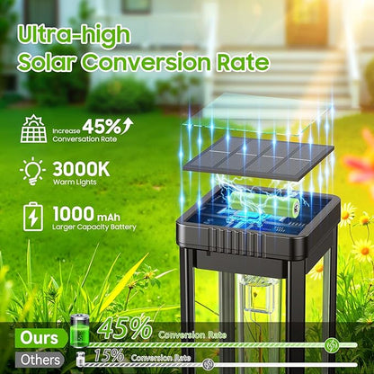KOOPER Taller Solar Pathway Lights Outdoor, 2 Pack Upgraded Brighter Solar Garden Lights Solar Powered, Up To 15 Hours Outdoor Solar Lights for Yard Landscape Lighting Path Walkway Driveway Sidewalk
