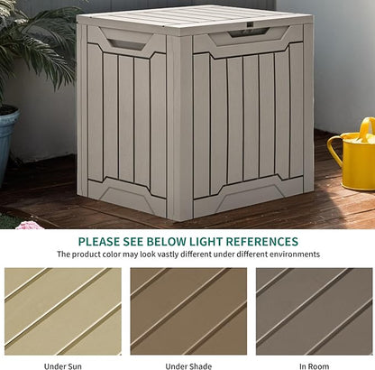 YITAHOME 31 Gallon Outdoor Storage Box, Resin Deck Box and Waterproof Package Delivery Box for Gardening Tools, Pool Supplies, Patio Furniture, Lockable, Taupe