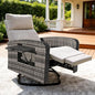 Outdoor Recliner Chair, Wicker Patio Recliners with Adjustable Backrest and Extended Foot Rest, Reclining Patio Chairs with Flip Table & Removable Cushion Cover for Porch