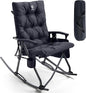 EVER ADVANCED Oversized Folding Rocking Camping Chair, Padded Portable Rocker Chairs for Patio, Lawn and Outdoors, Heavy Duty Hard Armchair for Adults Supports 400lbs, Black