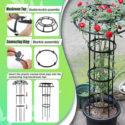 Garden Trellis for Climbing Plants Outdoor,41.3 Inch Mushroom Top Trellis for Climbing Plants, Rustproof Metal Plant Flower Trellises for Vine Rose Flower Tomato Support Outdoor Indoor,1 Pack