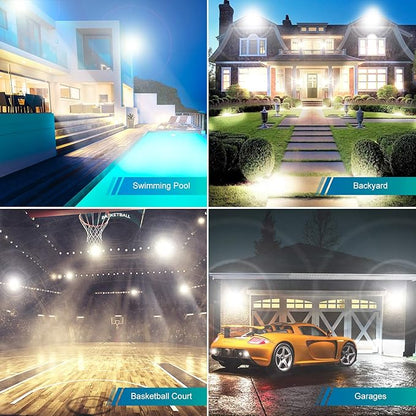 USTELLAR 3 Pack 80W LED Flood Lights Outdoor Hardwired Bright 800W Equiv. 24000LM Security Light Outside Lamp IP66 Waterproof 5000K Daylight White Spot Light Exterior Floodlight for Backyard House