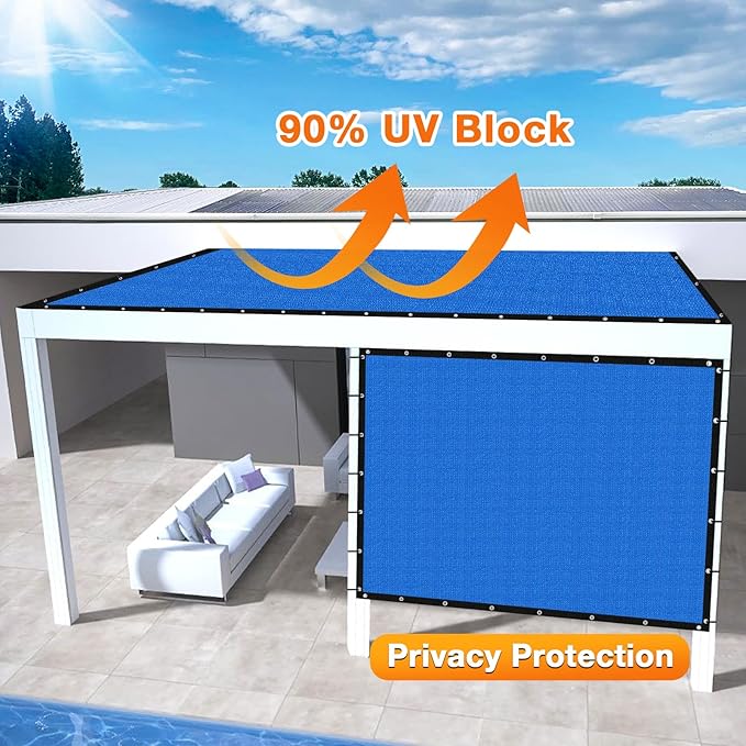 Artpuch Outdoor Pergola Shade Cover 15' X 15' Sun Shade Cloth with Grommets, 90% UV Protection Canopy Patio Privacy Screen (Customized Available) GN107, Blue
