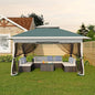Canopy Tent 12x12 ft, Pop Up Gazebo One-Push Setup with 4 SandBags for Backyard Parties and BBQs, Mosquito Netting & Height Adjustable - Green