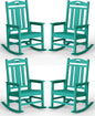 Ciokea Oversized Outdoor Rocking Chairs Set of 4, 380lbs Heavy-Duty Large Patio Rocker, High Back Cozy Porch Chairs, Weather Resistant Patio Rocking Chairs for Outside, Fire Pit, Deck, Aruba Blue