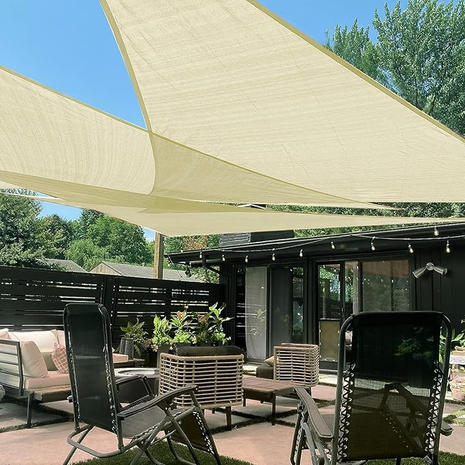 LOVE STORY Custom Size 5'x7'x8.6' Butter Cream Sun Shade Sail Right Triangle Sunhsade Fabric Awning Canopy for Patio Backyard Carport Pergola (Customized)