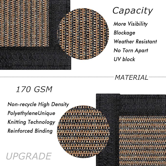 UPGRADE Privacy Fence Screen 4'x47' Brown Outdoor 90% Visibility Blockage 170 GSM Mesh Shade Cover Panels for Backyard,Balcony,Home Decoration with Zip Ties,Customized Avaliable