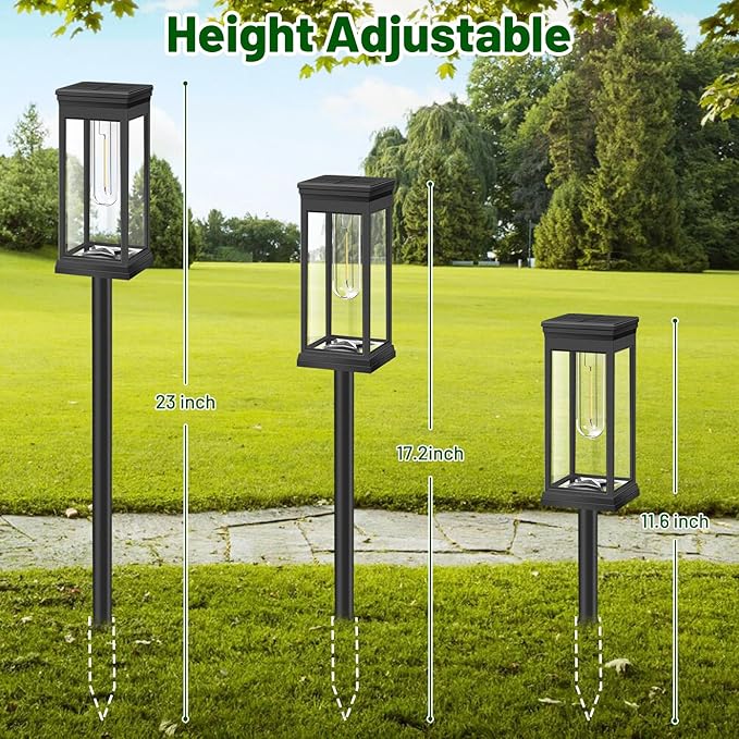 BesLowe Upgraded Solar Pathway Lights Outdoor, 8-Pack Large LED Solar Light Outdoor Waterproof, Super Bright Outside Lights for Yard, Sun-Powered Landscape Lighting for Garden Walkway, Warm White