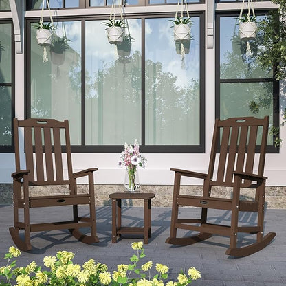 Oversized Rocking Chair, Outdoor Rocking Chair for Adults, All Weather Resistant Porch Rocker for Lawn Garden, Brown