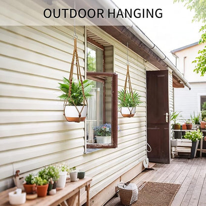 Macrame Plant Hanger - Fits 6 to 15 inches Pots for Indoor Outdoor, 43 Inch, Set of 2, Brown (POTS NOT Included)