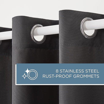 TOWN & COUNTRY BASICS Cabana Solid Heavyweight Indoor Outdoor Curtains, Light Filtering Opacity with Grommet Top, Water Repellent, 2-Pack Set, 54"x84", Charcoal