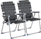 VINGLI Aluminum Patio Lawn Chairs Folding Set of 2 with Detachable Cup Holder, Webbed Beach Chair Folding Chair Outdoor Portable Camping Chair for Yard, Garden