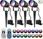 Halloween Christmas Outdoor Spotlights,12W RGBW Colors Changing Landscape Spotlight with Remote Control, IP65 Waterproof 110V Plug in LED Spotlight Outdoor for Yard Garden House (4Pack)