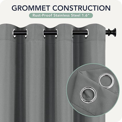 Gazebo Curtains Outdoor Waterproof 6 Panels - Windproof, Privacy, Weatherproof Outside Drapes for Patio Pergola Porch, Grommet Top and Tab Bottom Drape, 54x95 Inch, Grey