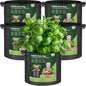 T4U 1 Gallon Grow Bags, Upgrade Grow Bags with Handles, Heavy Duty Thickened Nonwoven Fabric Pots, 1 Gallon Pots for Plants, Herb, Mint, Thyme (5 Pack)