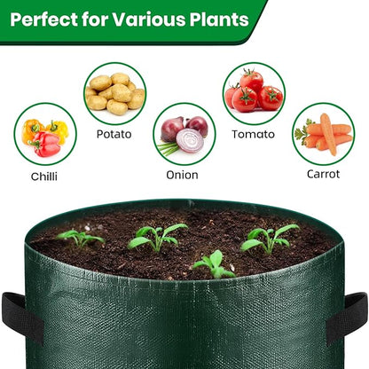 6 Pack Potato Grow Bags, 10 Gallon Planting Bags Durable PE Vegetable Planter with Flap and Handles Large Garden Pot Tall Potato Growing Containers for Vegetables, Fruits and More