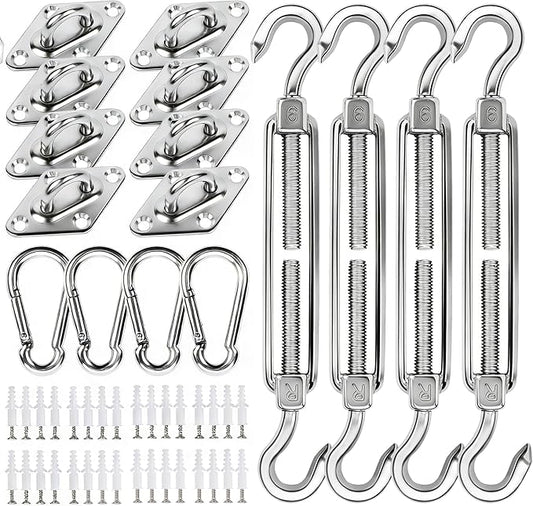 YOFIT 80 Pcs Shade Sail Hardware Kit 6 inch for Triangle Rectangle Sun Shade Sail Installation, 304 Grade Stainless for Garden Outdoors