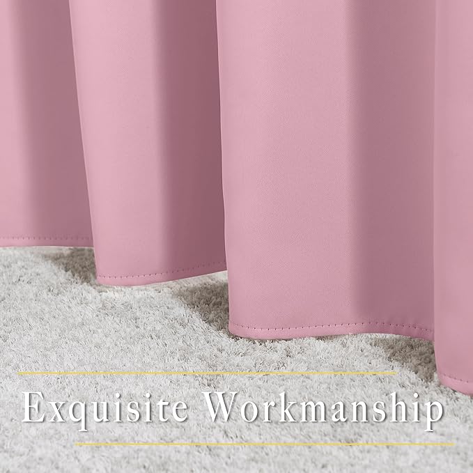 NICETOWN Rouge Pink Blackout Curtain Panel 63 inch Long for Window - Thermal Insulated Solid Grommet Blackout Drape for Baby Bedroom Living Room Nursery (Single Panel, 52W x 63L)