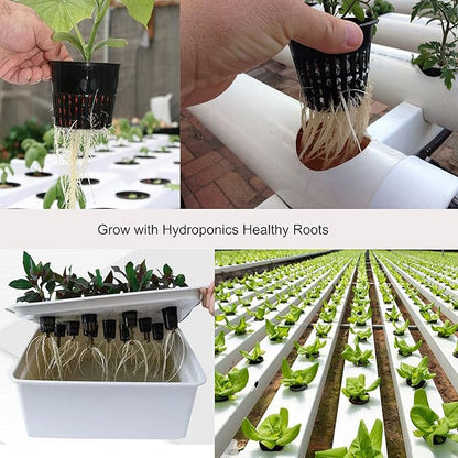 ORIMERC 12 Pack 3 inch Net Cups Pots with 12 feet Hydroponics Self Watering Wick & 12 Plant Labels Aquaponics Mason Jar Bucket Insert Orchid kratky Vegetable Garden Growing Netted Basket Slotted Mesh