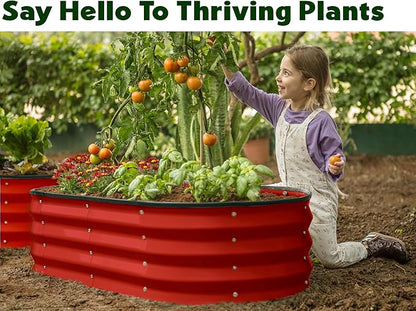 Plant & Plot Galvanized Raised Garden Beds Outdoor // 4×2×1 ft (2-Pack) Planter Raised Beds for Gardening, Vegetables, Flowers (Red) // Large Metal Garden Box